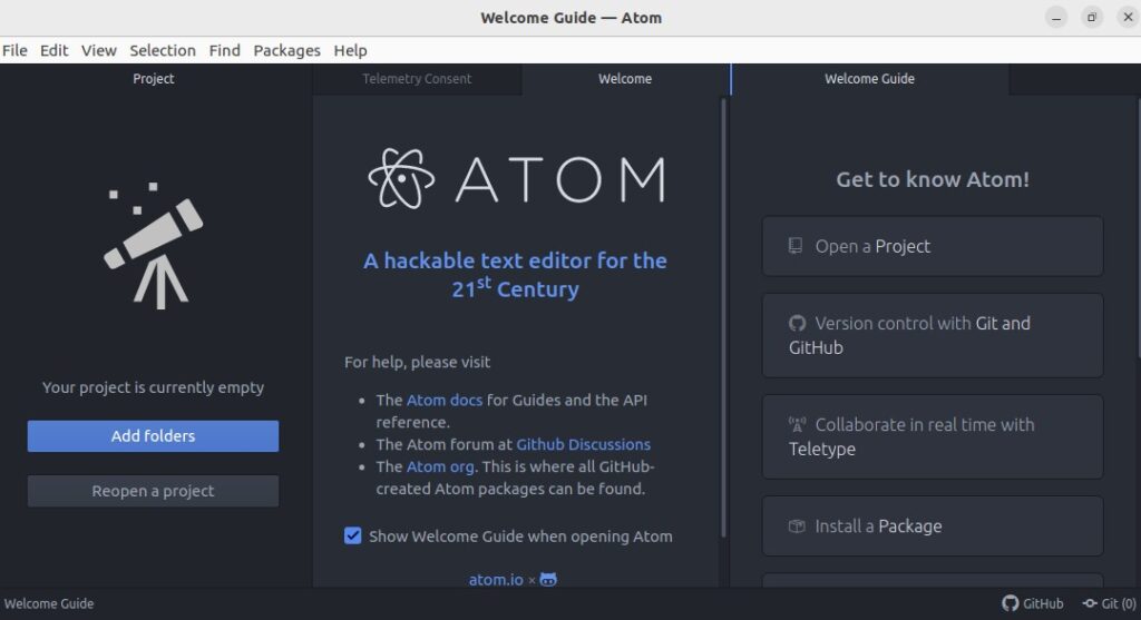 Launch Atom Text Editor