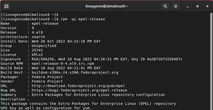 confirm EPEL repository is added AlmaLinux 9