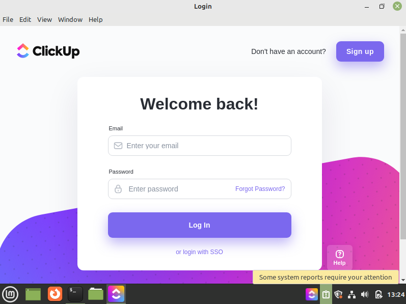 ClickUP Welcome Screen
