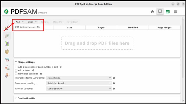 pdfsam to merge pdf files