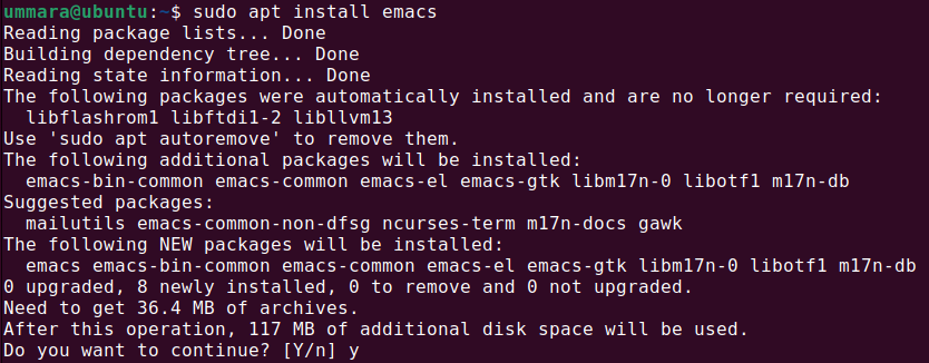 install emacs on Ubuntu via repository