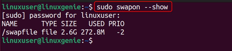 current swap space | linuxgenie.net