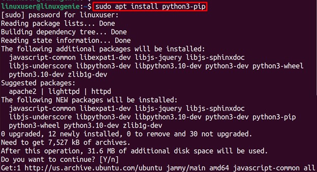 installing pip | linuxgenie.net