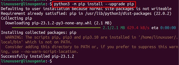 upgrading pip | linuxgenie.net