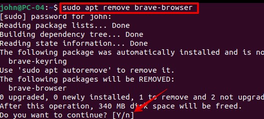 How to remove brave browser on Ubuntu